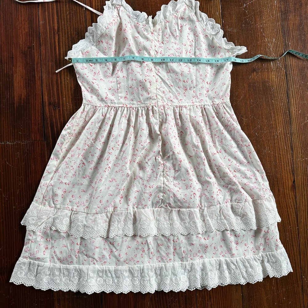 White Sleeveless Babydoll Mini Dress with Ruffled Tiers - Picture 3 of 4